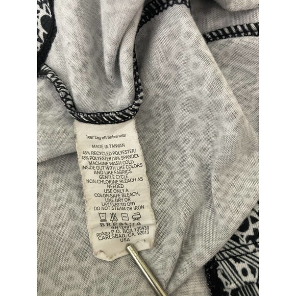 Prana Victoria Faux Wrap Dress Short Sleeve V-Neck Size Medium Black White - Picture 8 of 10